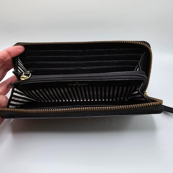 Kate Spade New York Black Pebbled Leather Large Continental Zip Around Wallet - Picture 5 of 7